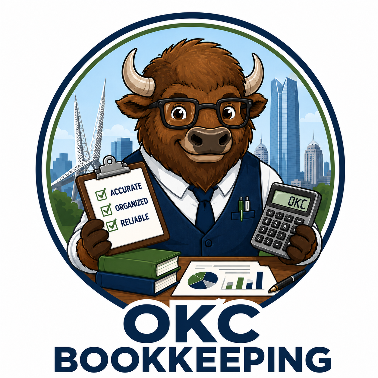 OKC Bookkeeping buffalo accountant logo